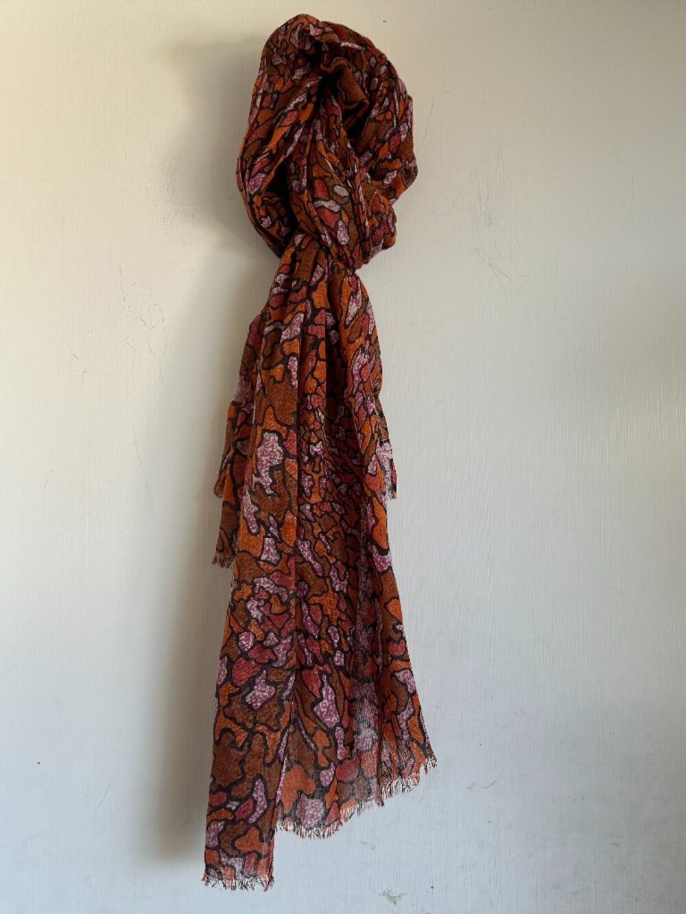 Saks Fifth Avenue - Orange and Pink Wavy Pattern Scarf